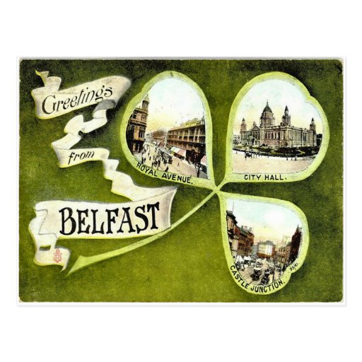Image of Vintage Belfast shamrock postcard