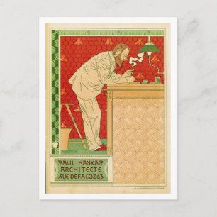 Vintage Belgian art nouveau architect ad Postcard