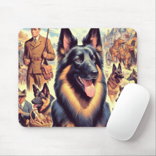 Vintage Belgian Tervuren Illustration Mouse Mat