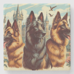 Vintage Belgian Tervuren Painting Stone Coaster