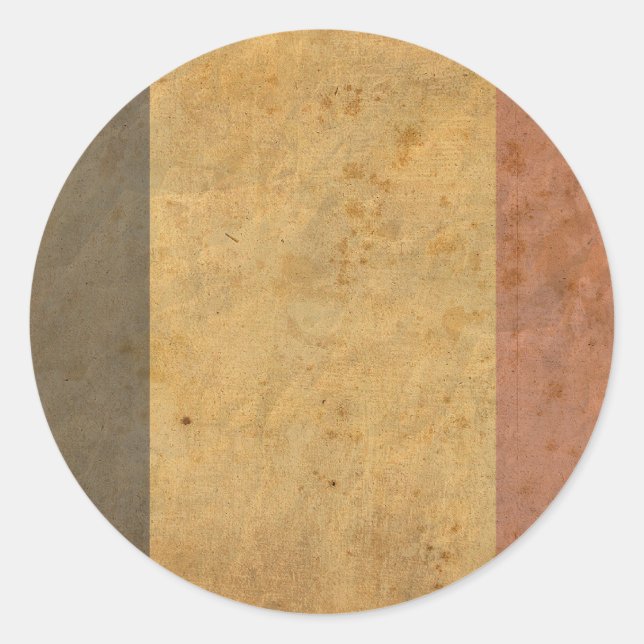 Vintage Belgium Flag Classic Round Sticker (Front)
