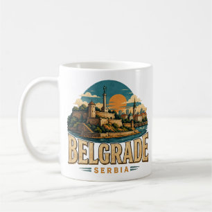 Vintage Belgrade Serbia Travel Art Landmark Coffee Mug