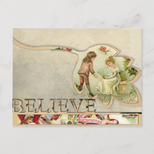 Vintage "Believe" Christmas Postcard (Front)