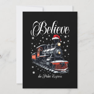 Vintage Believe Christmas Train Invitation