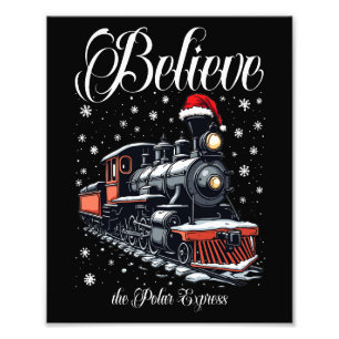 Vintage Believe Christmas Train Photo Print