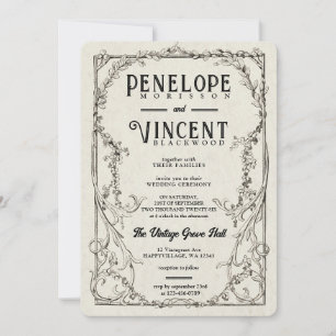 Vintage Bell Flowers Wedding Invitation