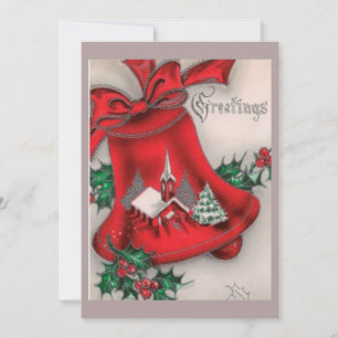Vintage Bell greetings Holiday Card