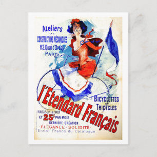 Vintage Belle epoque French bicycle ad Chéret Postcard