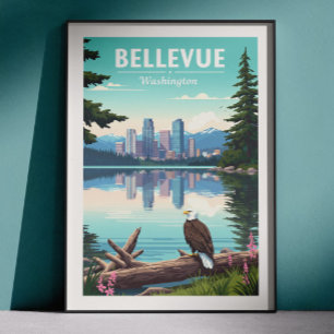Vintage Bellevue Washington Poster