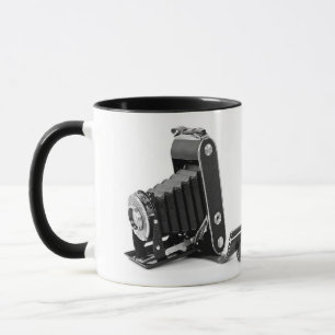vintage bellows camera with roll of film mug