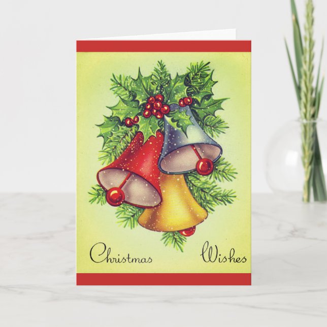 Vintage Bells Christmas Greeting Card (Front)