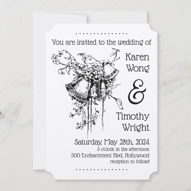 Vintage Bells Wedding Invitation (Front)