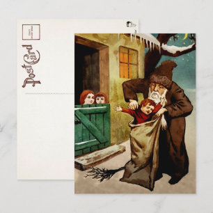 Vintage Belsnickel taking a Bad Child Postcard