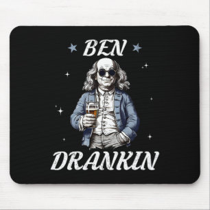 Vintage Ben Drankin' Funny 4th Of July Drinking Pr Mouse Mat