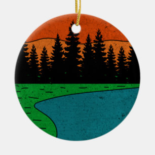 Vintage Bend Oregon Mountain Retro Souvenir Ceramic Tree Decoration