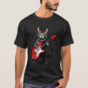 Vintage Bengal Cat Playing Guitar Funny Kitten Cat T-Shirt