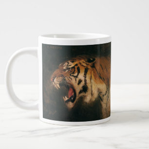 Vintage Bengal Tiger Big Cat Roaring, Wild Animal Large Coffee Mug