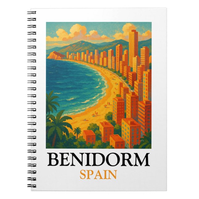 Vintage Benidorm Spain Summer Vacation Notebook (Front)