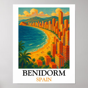 Vintage Benidorm Spain Summer Vacation Poster