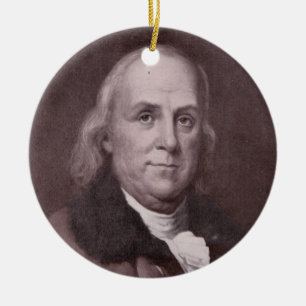 Vintage Benjamin Franklin Portrait Ceramic Tree Decoration