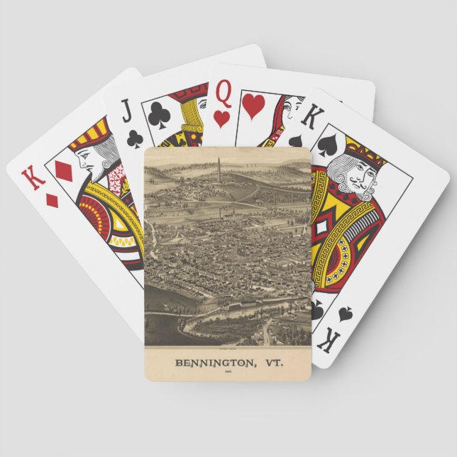 Vintage Bennington, Vermont Map Playing Cards (Back)