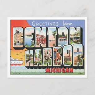 Vintage Benton Harbour Michigan USA Postcard