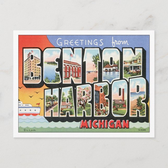 Vintage Benton Harbour Michigan USA Postcard (Front)