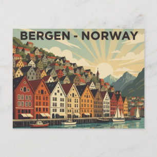Vintage Bergen Norway Travel Postcard