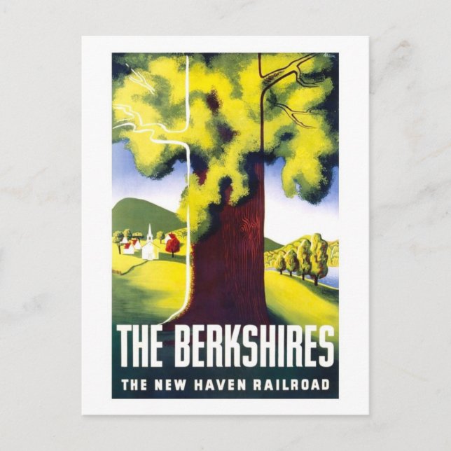 Vintage Berkshires Travel Poster Postcard (Front)