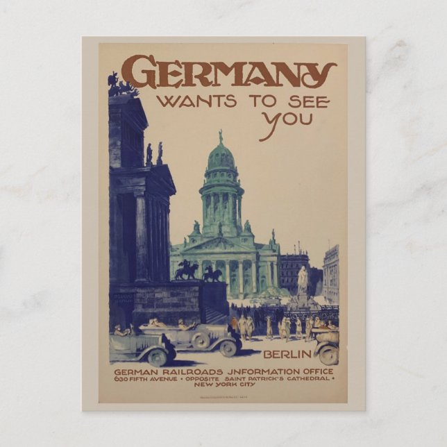 Vintage Berlin Germany Tourism Travel Postcard (Front)