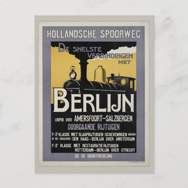 Vintage Berlin Germany Vintage Train Travel Postcard (Front)