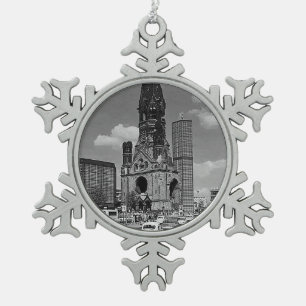 Vintage Berlin Kaiser Wilhelm Memorial church Snowflake Pewter Christmas Ornament