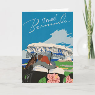 Vintage Bermuda Travel Art Ilustration Card