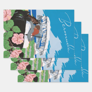 Vintage Bermuda Travel Poster Adolph Treidler Art Wrapping Paper Sheet