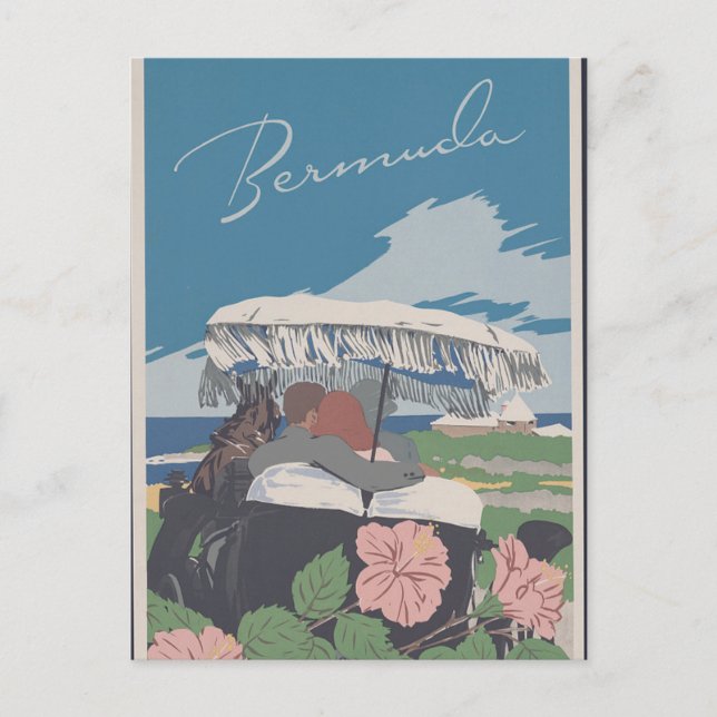 Vintage Bermuda Travel Poster Postcard (Front)