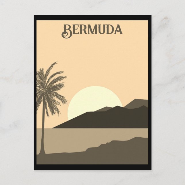 Vintage Bermuda Tropical Beach Ocean Travel Postcard (Front)