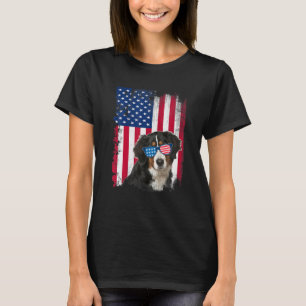 Vintage Bernese Mountain Dog American Flag T-Shirt