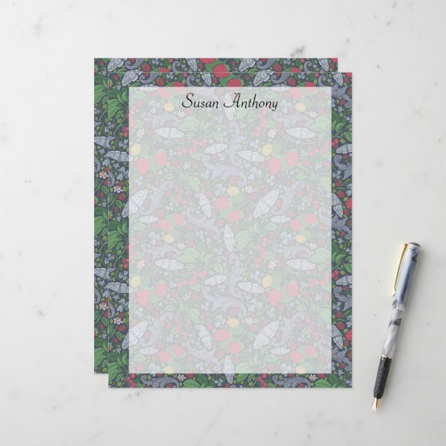 Vintage Berries Butterfly Marigold Carnation Paper (Front/Back In Situ)