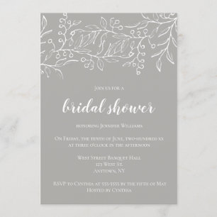 Vintage berry grey bridal shower invitations
