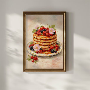 Vintage Berry Pancake Stack Poster