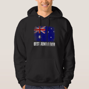 Vintage Best Auntie Ever Women Retro Australia Fla Hoodie