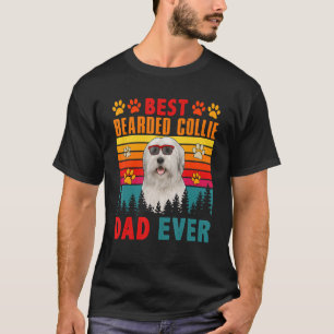 Vintage Best Bearded Collie Dad Ever Cute Dog Sung T-Shirt