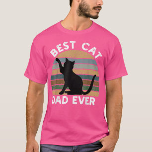 Vintage Best Cat Dad Ever Black Cat Lover Father T-Shirt