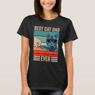 Vintage Best Cat Dad Ever Bump Fist Father's Day T-Shirt
