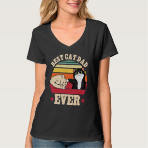 Vintage Best Cat Dad Ever Bump Fist Father's Day T-Shirt