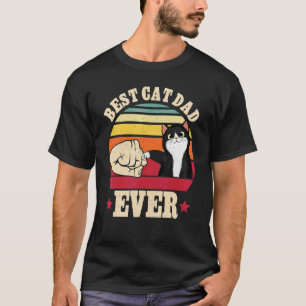 Vintage Best Cat Dad Ever Bump Fist Father's Day T-Shirt
