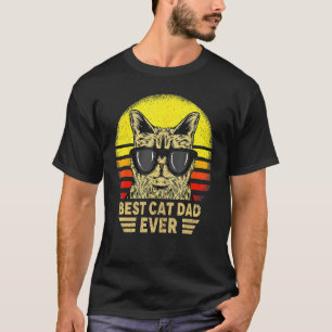Vintage Best Cat Dad Ever Bump Fit Sunglasses Fath T-Shirt
