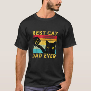 Vintage Best Cat Dad Ever Cat Daddy Fist Bump Fath T-Shirt