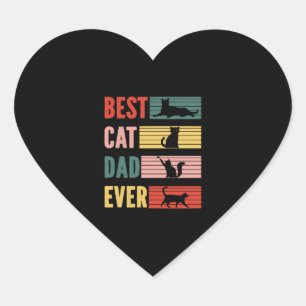 Vintage Best Cat Dad Ever Cat Daddy Gift Heart Sticker