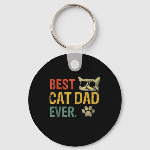 Vintage Best Cat Dad Ever Cat Daddy Gift Key Ring